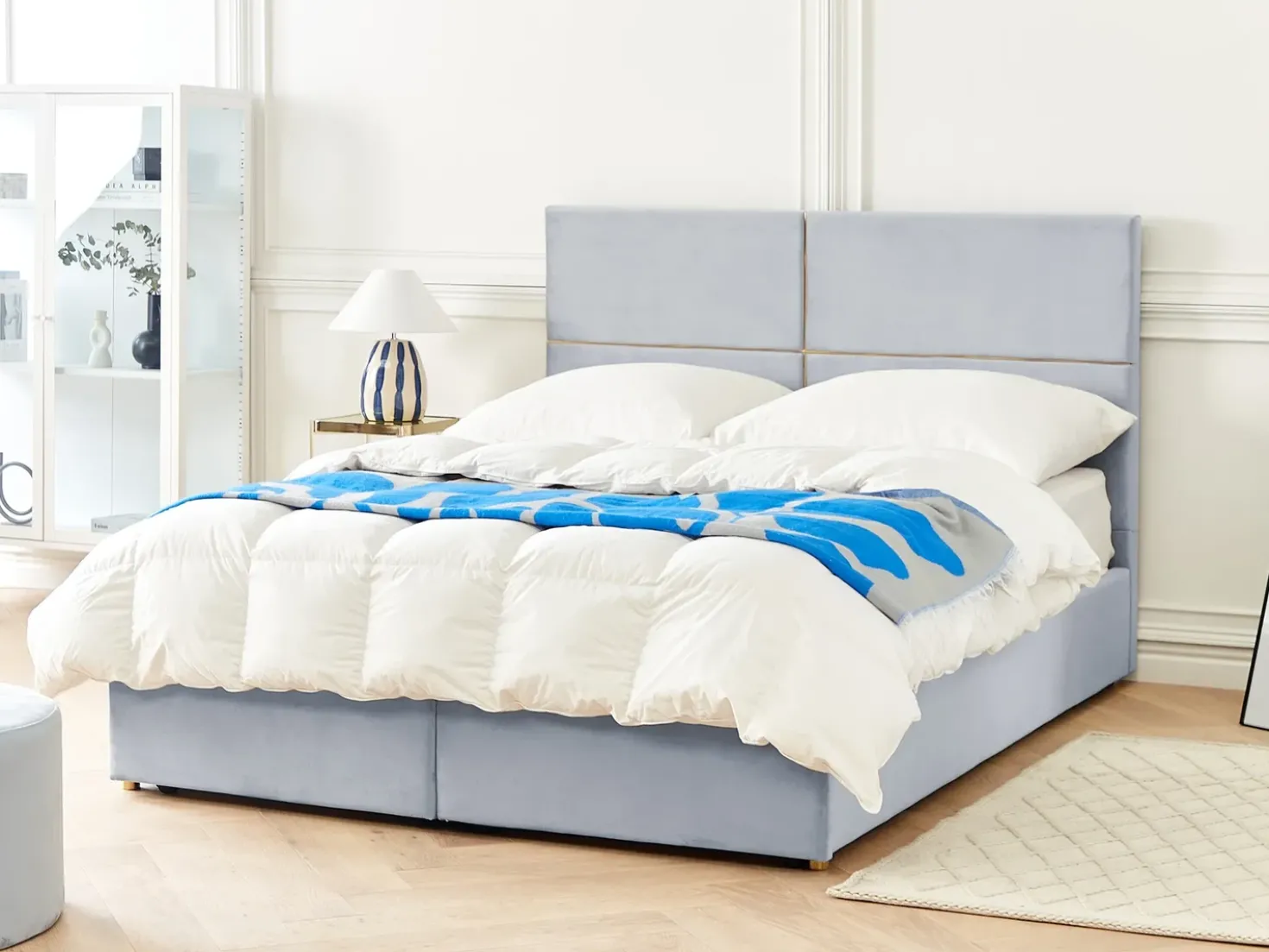 Letto contenitore Velluto VERNOYES 160 x 200 cm Grigio chiaro