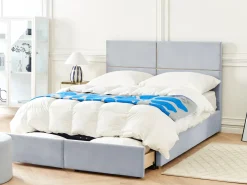 Letto contenitore Velluto VERNOYES 160 x 200 cm Grigio chiaro