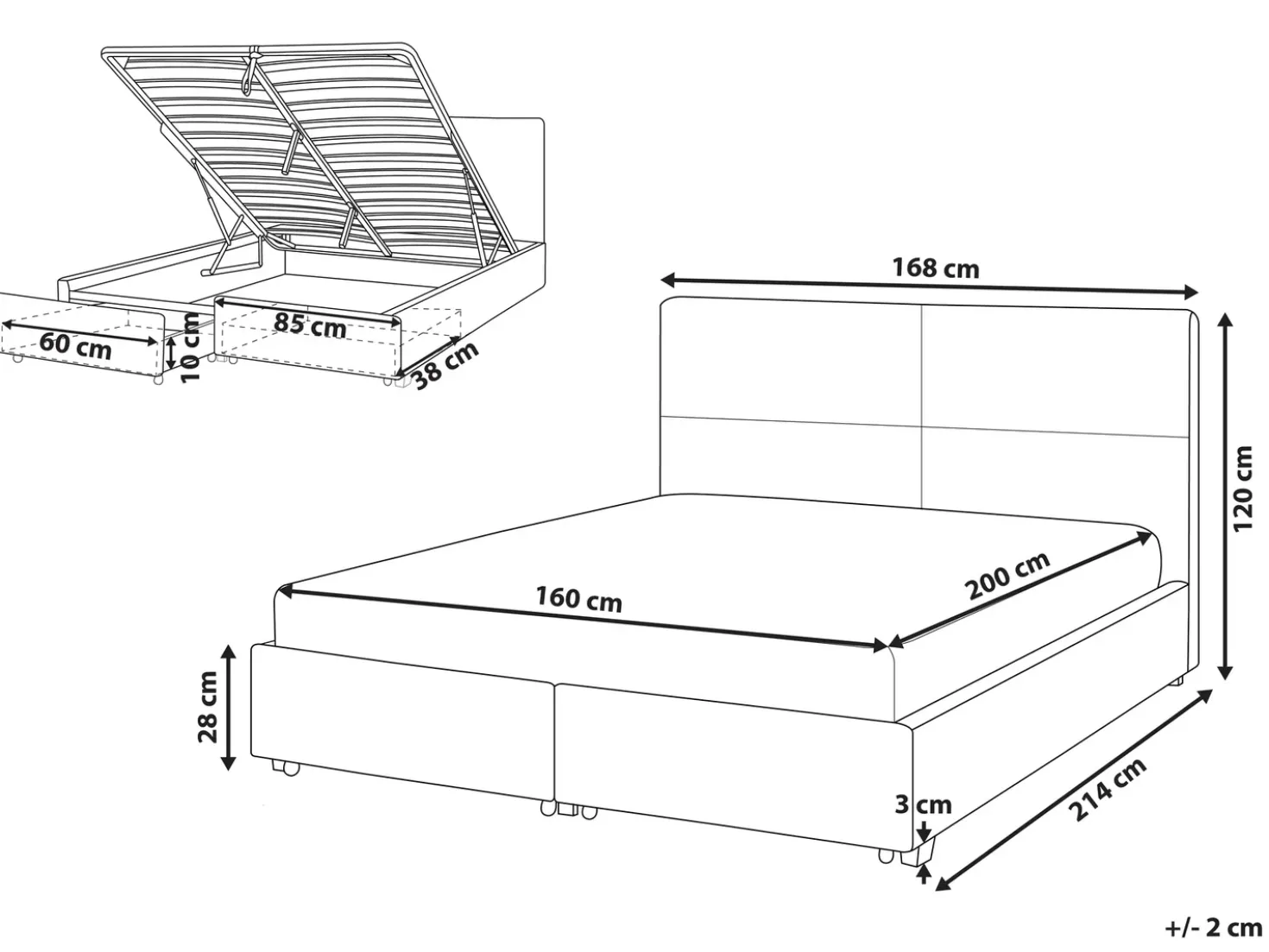 Letto contenitore Velluto VERNOYES 160 x 200 cm Grigio chiaro