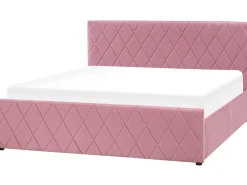 Letto contenitore Velluto ROCHEFORT 160 x 200 cm Rosa