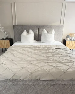 Letto contenitore Velluto elasticizzato MOISSAC 180 x 200 cm Nero/Bianco