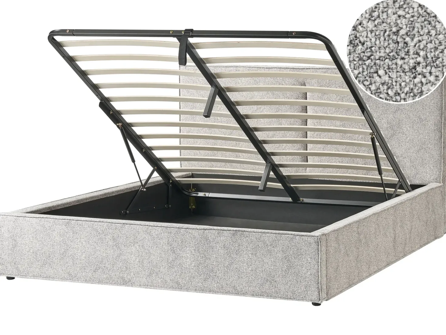 Letto contenitore Velluto elasticizzato MOISSAC 180 x 200 cm Nero/Bianco