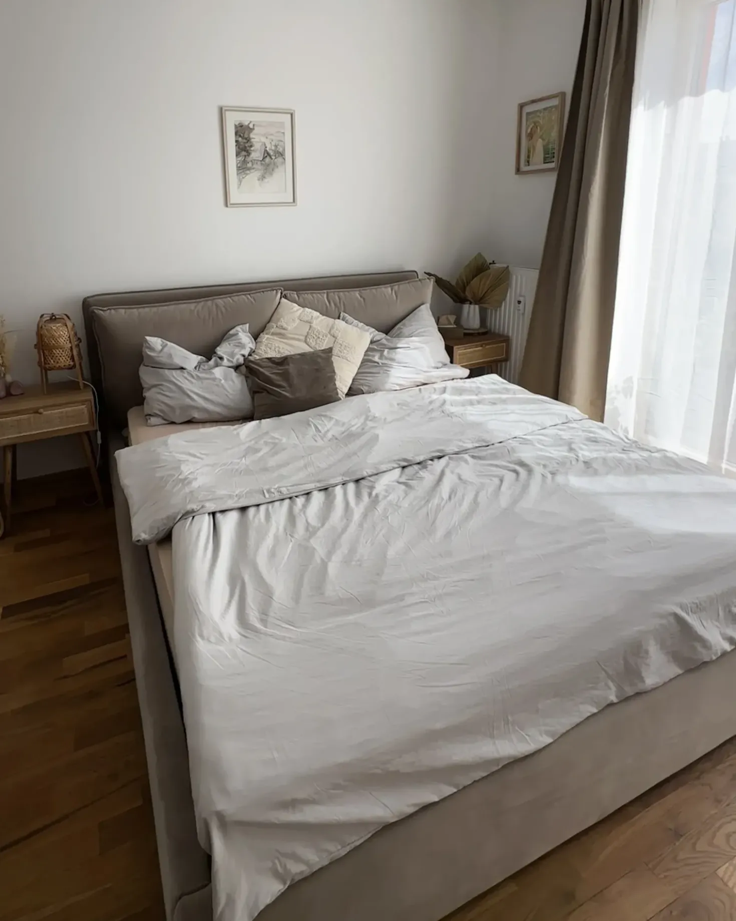 Letto contenitore Velluto BAJONNA 180 x 200 cm Beige