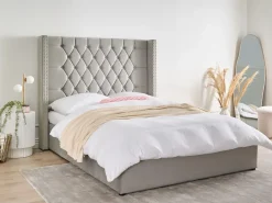Letto contenitore Velluto LUBBON 140 x 200 cm Grigio chiaro