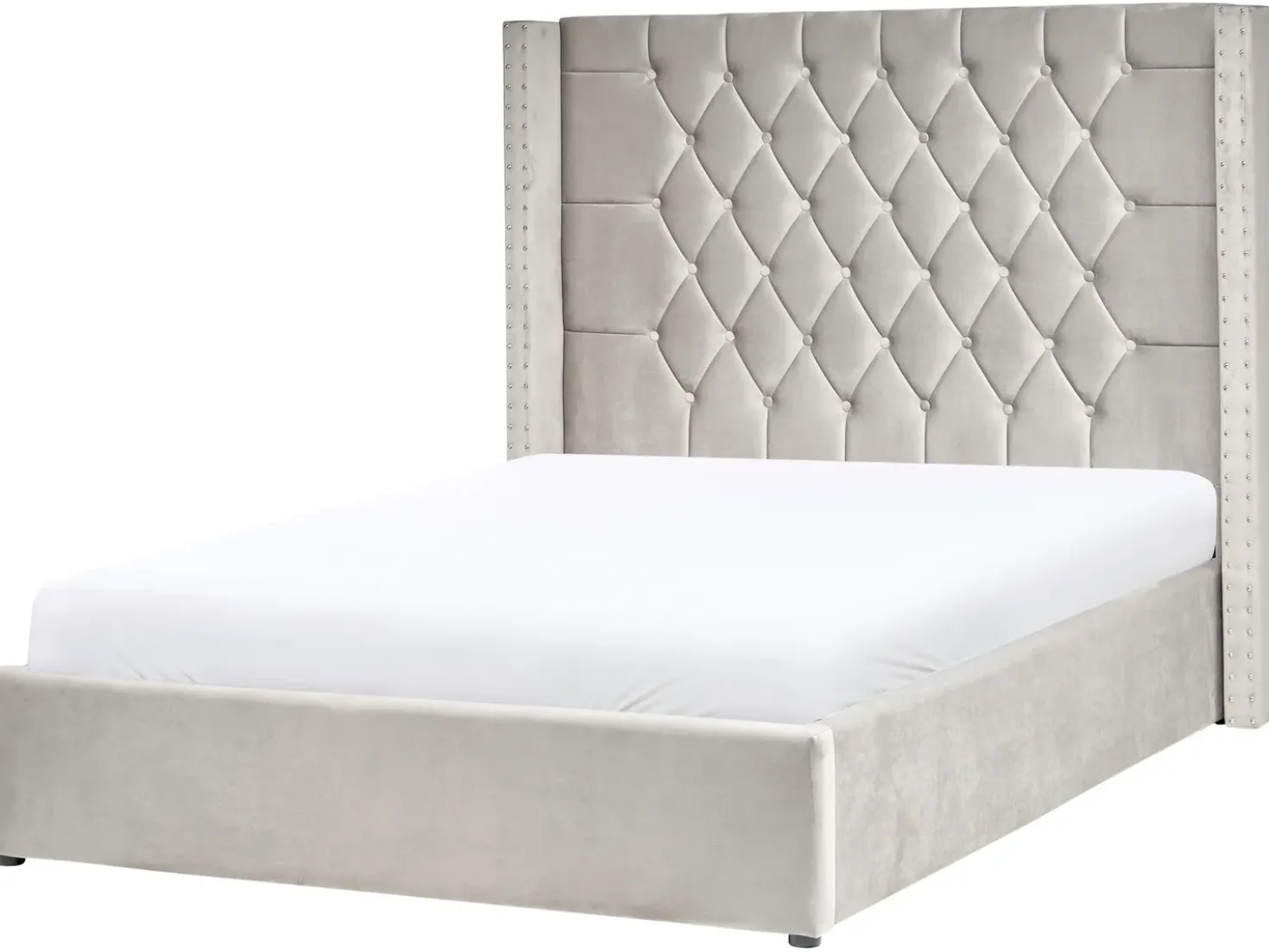 Letto contenitore Velluto LUBBON 140 x 200 cm Grigio chiaro