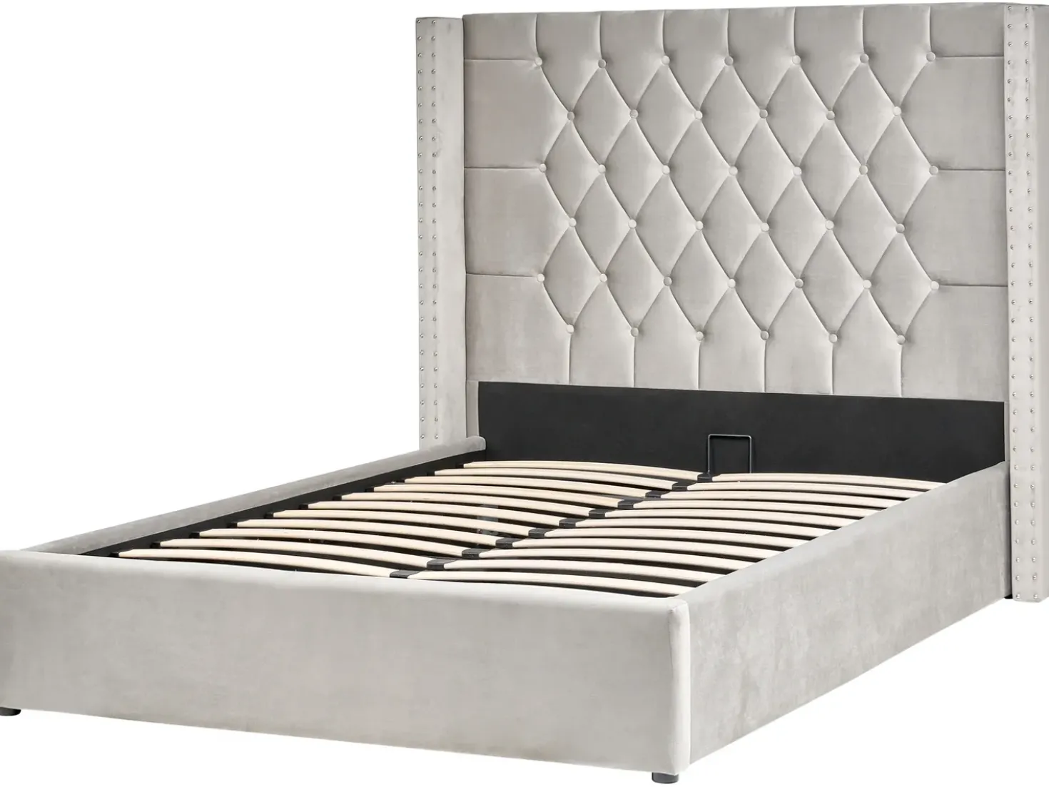 Letto contenitore Velluto LUBBON 140 x 200 cm Grigio chiaro