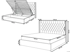 Letto contenitore Velluto LUBBON 140 x 200 cm Grigio chiaro