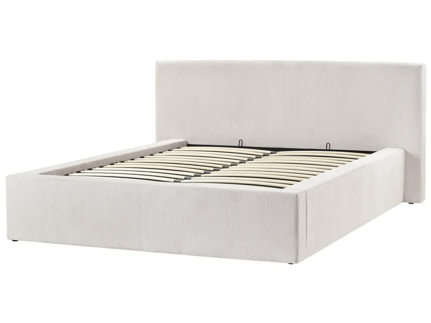 Letto contenitore Velluto a coste LILLEBONNE 140 x 200 cm Beige chiaro