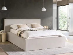 Letto contenitore Velluto a coste LILLEBONNE 140 x 200 cm Beige chiaro