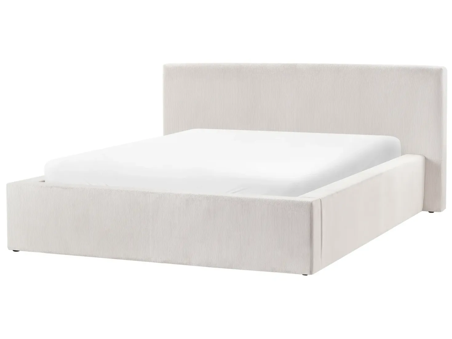 Letto contenitore Velluto a coste LILLEBONNE 140 x 200 cm Beige chiaro