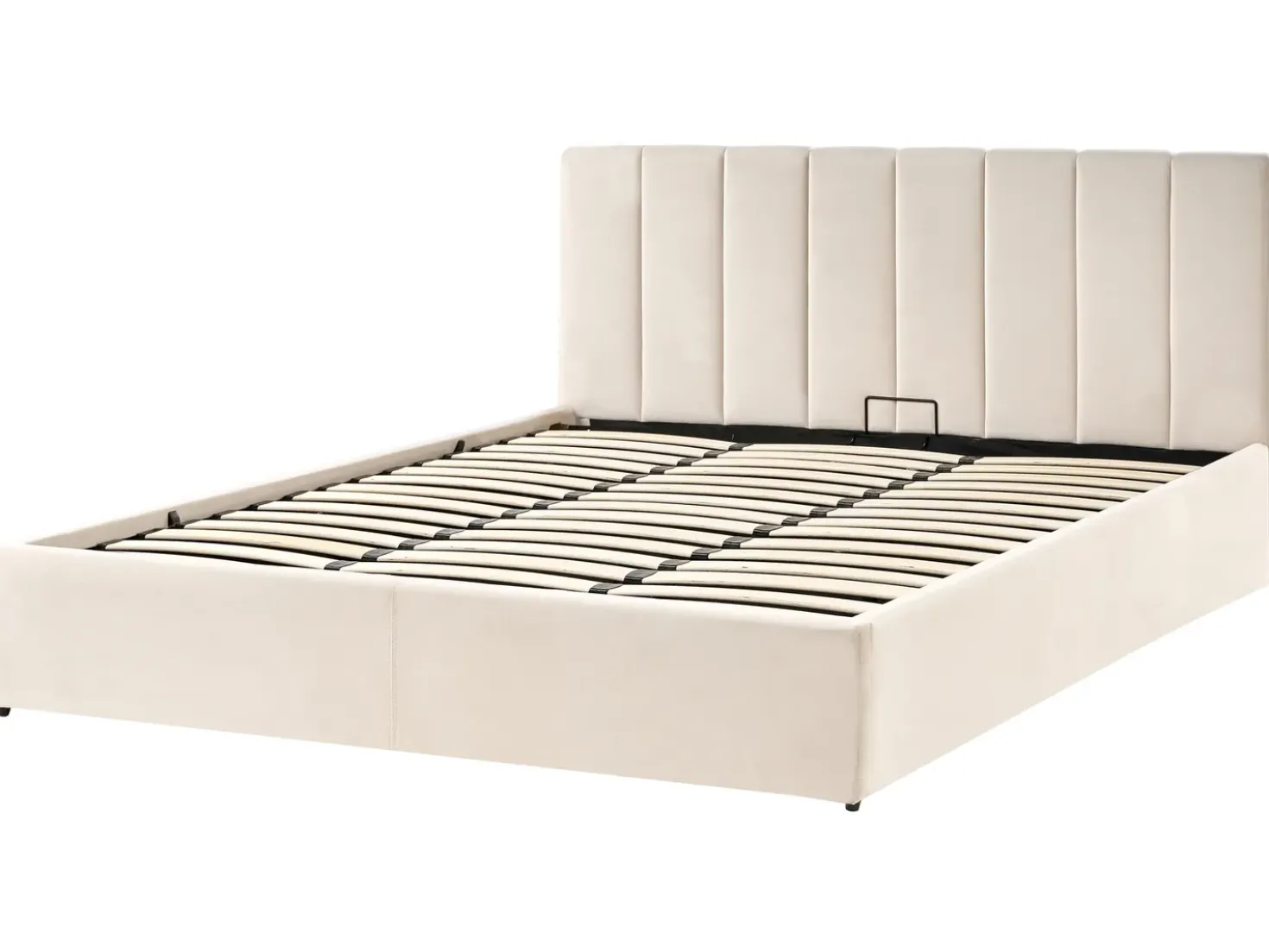 Letto contenitore Velluto DREUX 180 x 200 cm Beige chiaro