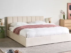 Letto contenitore Velluto DREUX 180 x 200 cm Beige chiaro