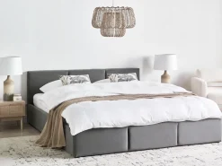 Letto contenitore Velluto BOUSSE 180 x 200 cm Grigio scuro
