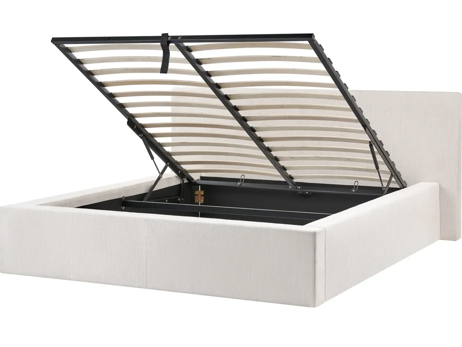 Letto contenitore Velluto a coste LILLEBONNE 160 x 200 cm Beige chiaro