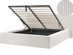 Letto contenitore Velluto a coste LILLEBONNE 160 x 200 cm Beige chiaro