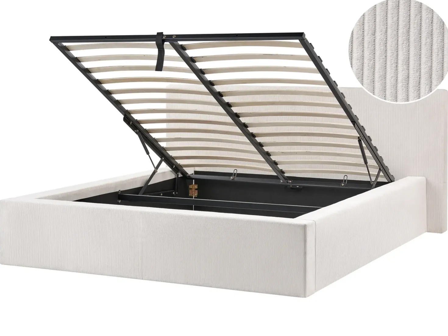 Letto contenitore Velluto a coste LILLEBONNE 160 x 200 cm Beige chiaro