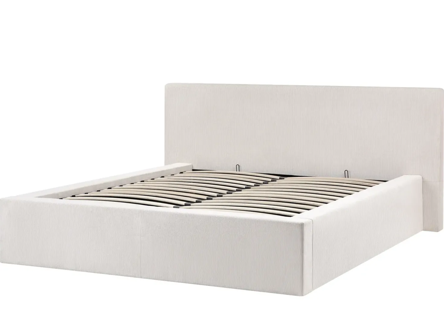 Letto contenitore Velluto a coste LILLEBONNE 160 x 200 cm Beige chiaro