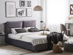 Letto contenitore Velluto BATILLY 180 x 200 cm Grigio