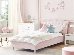 Letto contenitore Velluto METZ 90 x 200 cm Rosa pastello