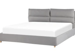 Letto contenitore Velluto BATILLY 180 x 200 cm Grigio chiaro