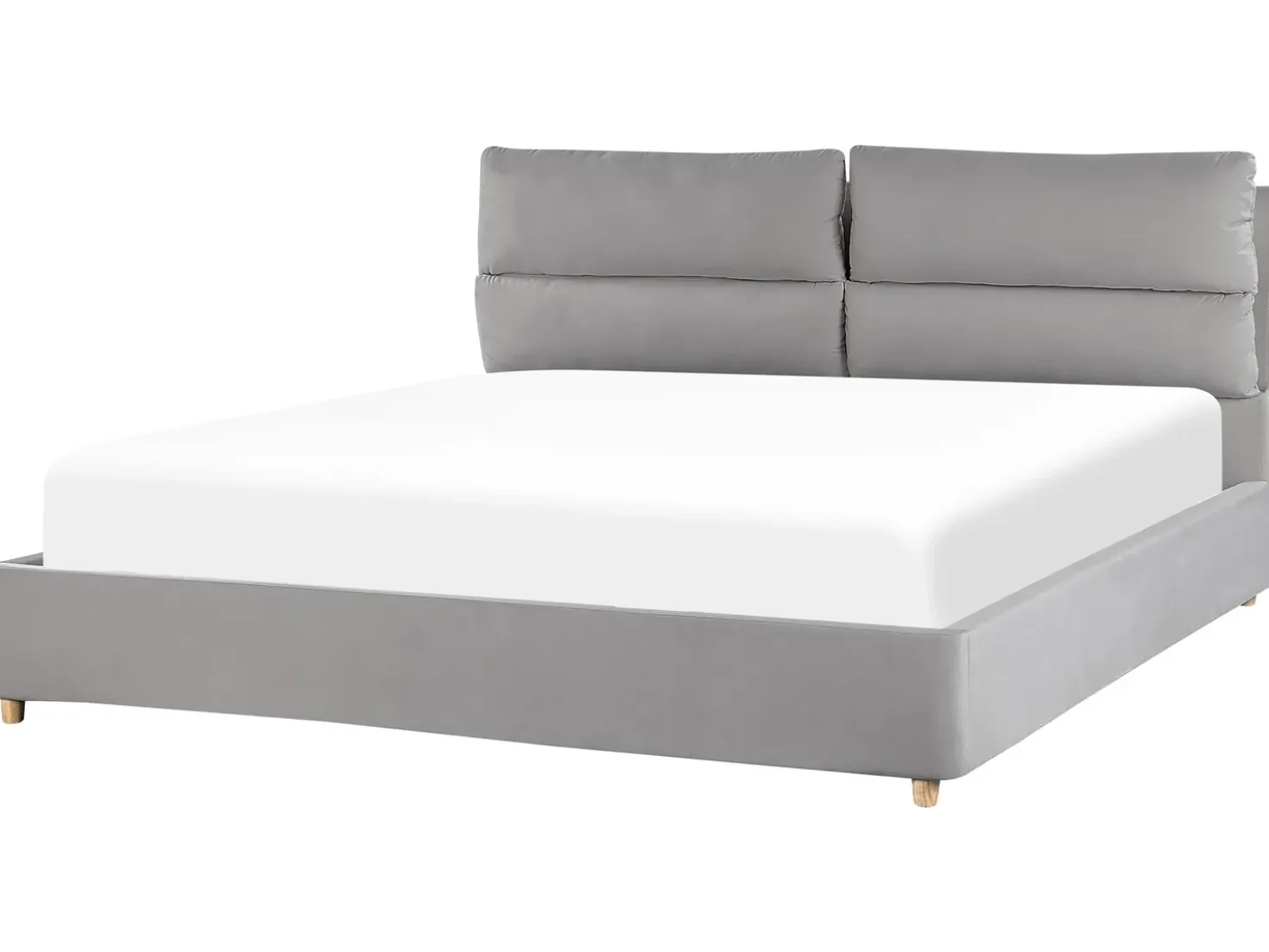 Letto contenitore Velluto BATILLY 180 x 200 cm Grigio chiaro