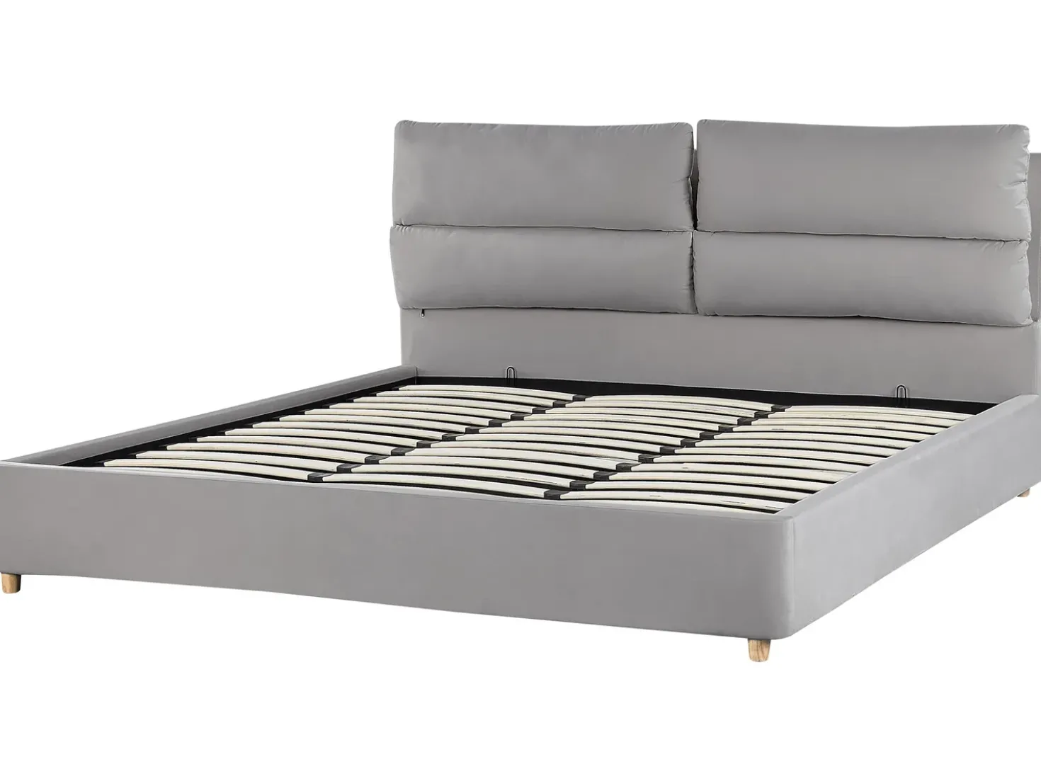Letto contenitore Velluto BATILLY 180 x 200 cm Grigio chiaro