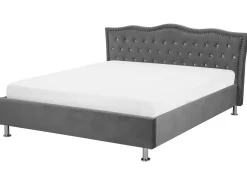 Letto contenitore Velluto METZ 160 x 200 cm Grigio scuro