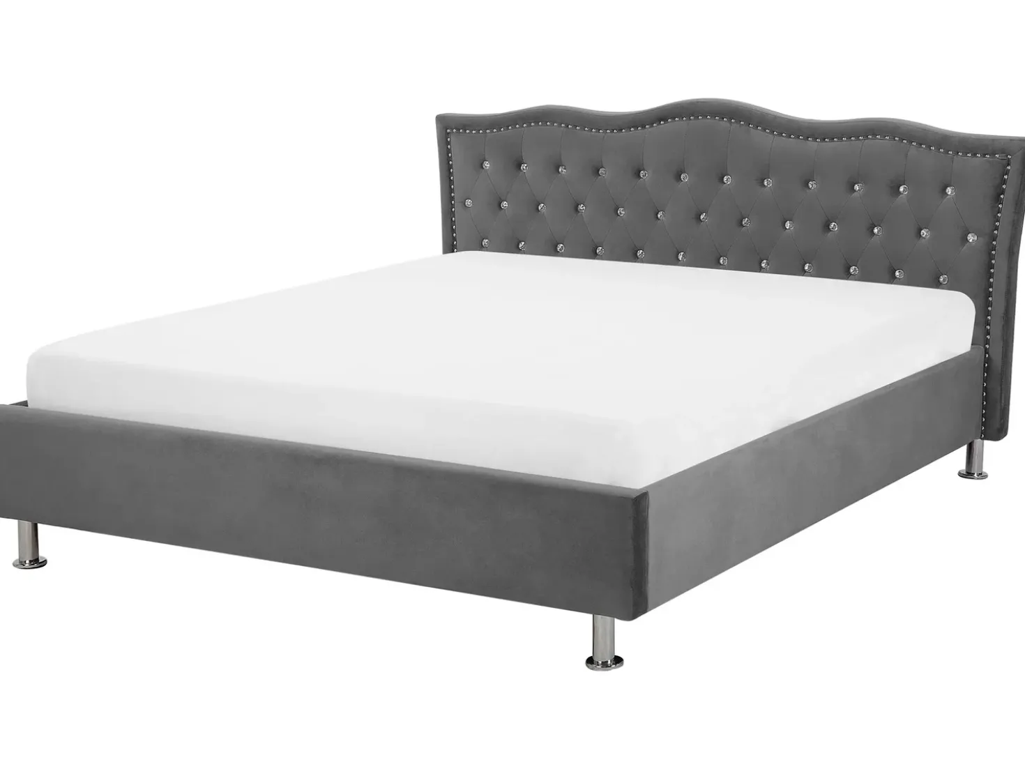 Letto contenitore Velluto METZ 160 x 200 cm Grigio scuro