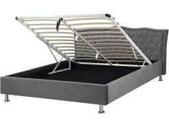Letto contenitore Velluto METZ 160 x 200 cm Grigio scuro