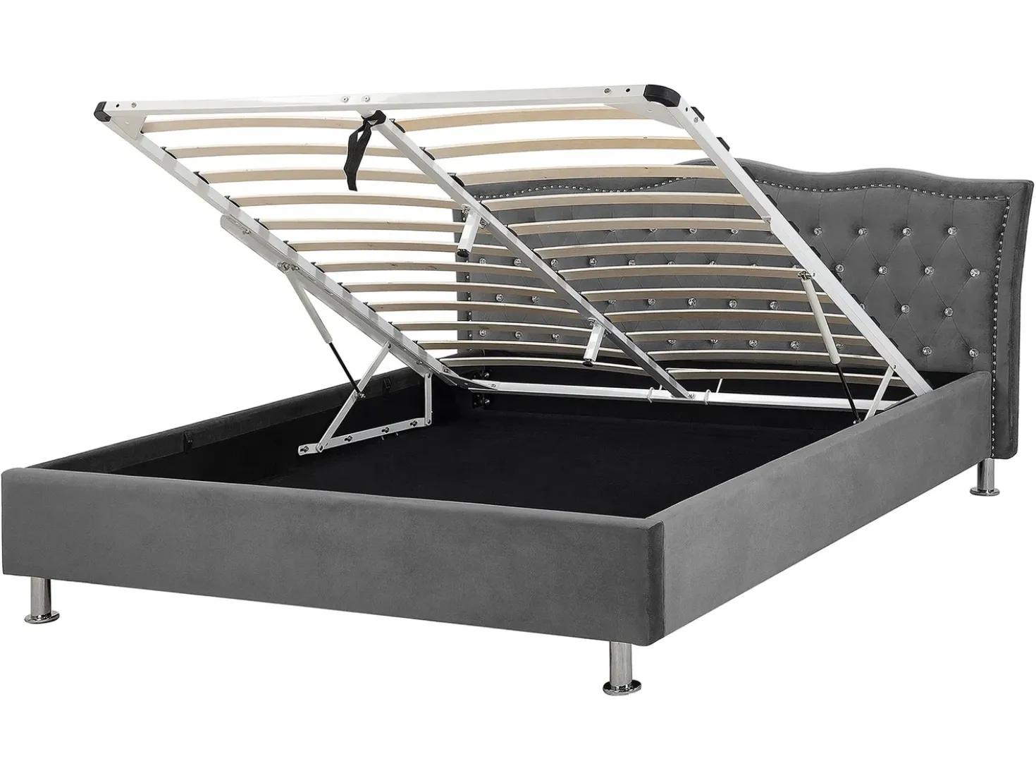 Letto contenitore Velluto METZ 160 x 200 cm Grigio scuro