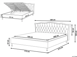 Letto contenitore Velluto METZ 160 x 200 cm Grigio scuro