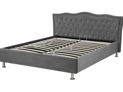 Letto contenitore Velluto METZ 160 x 200 cm Grigio scuro