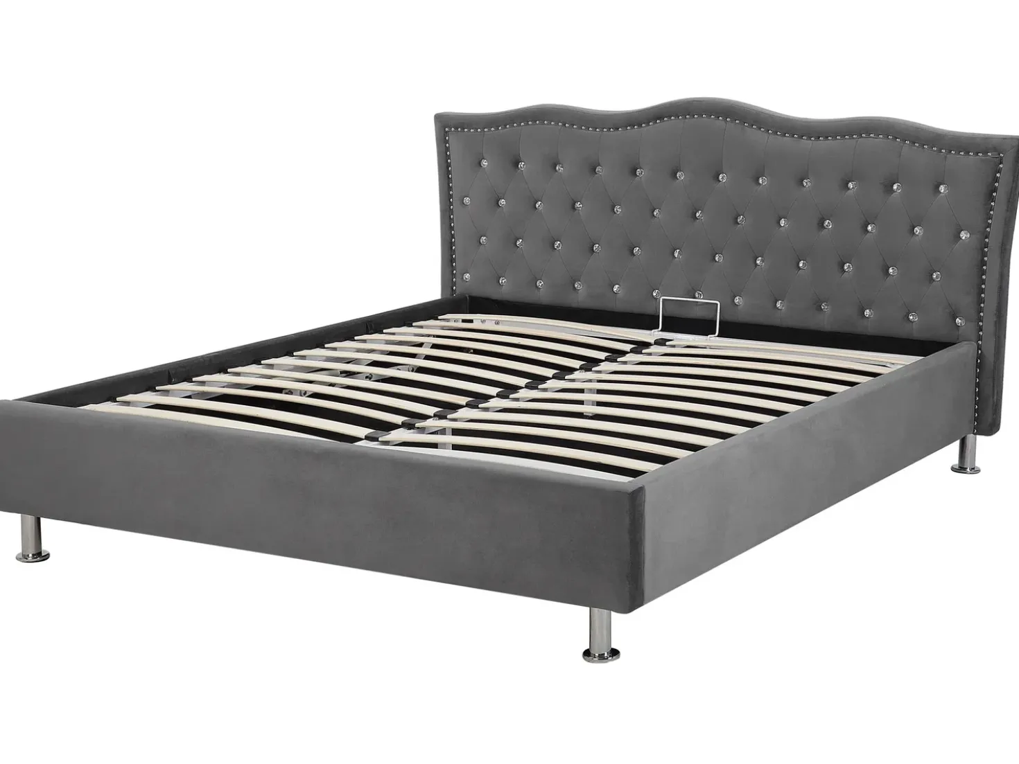 Letto contenitore Velluto METZ 160 x 200 cm Grigio scuro