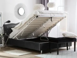 Letto contenitore Velluto METZ 160 x 200 cm Grigio scuro