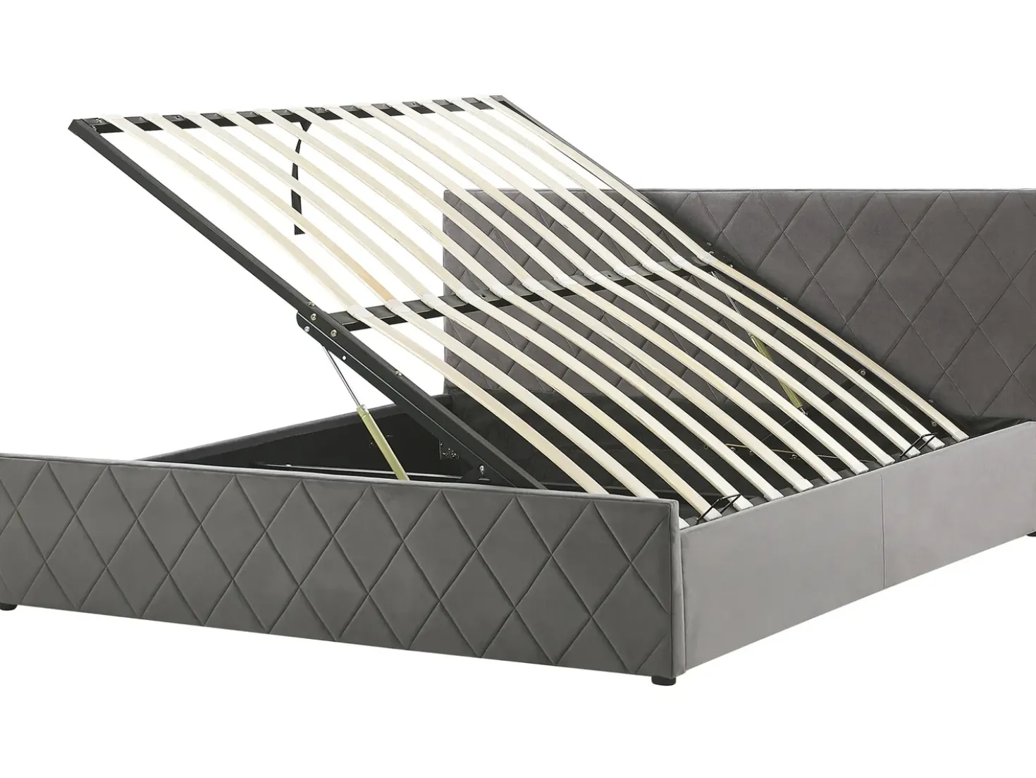 Letto contenitore Velluto ROCHEFORT 180 x 200 cm Grigio