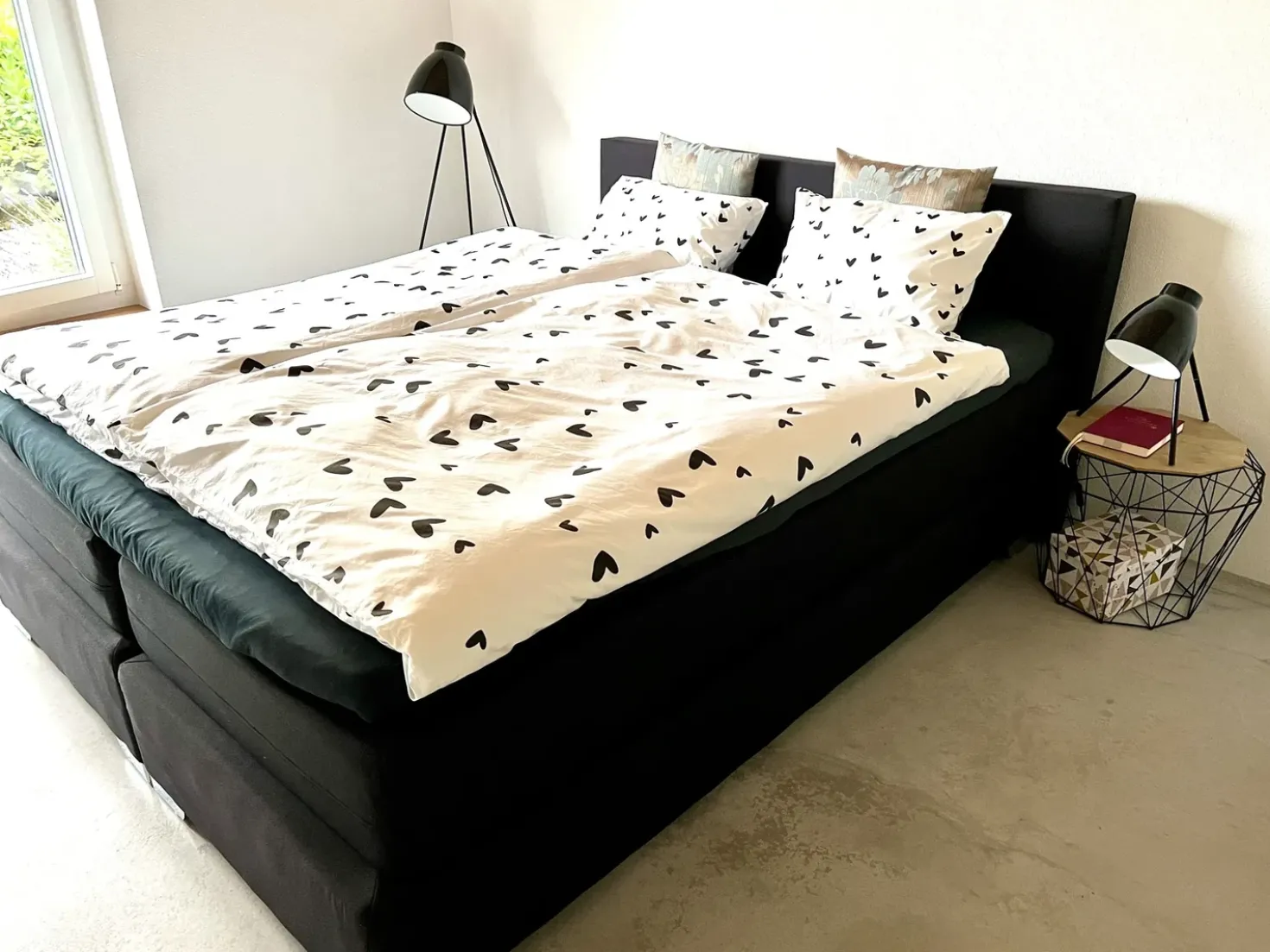 Letto Continentale Tessuto PRESIDENT 180 x 200 cm Nero