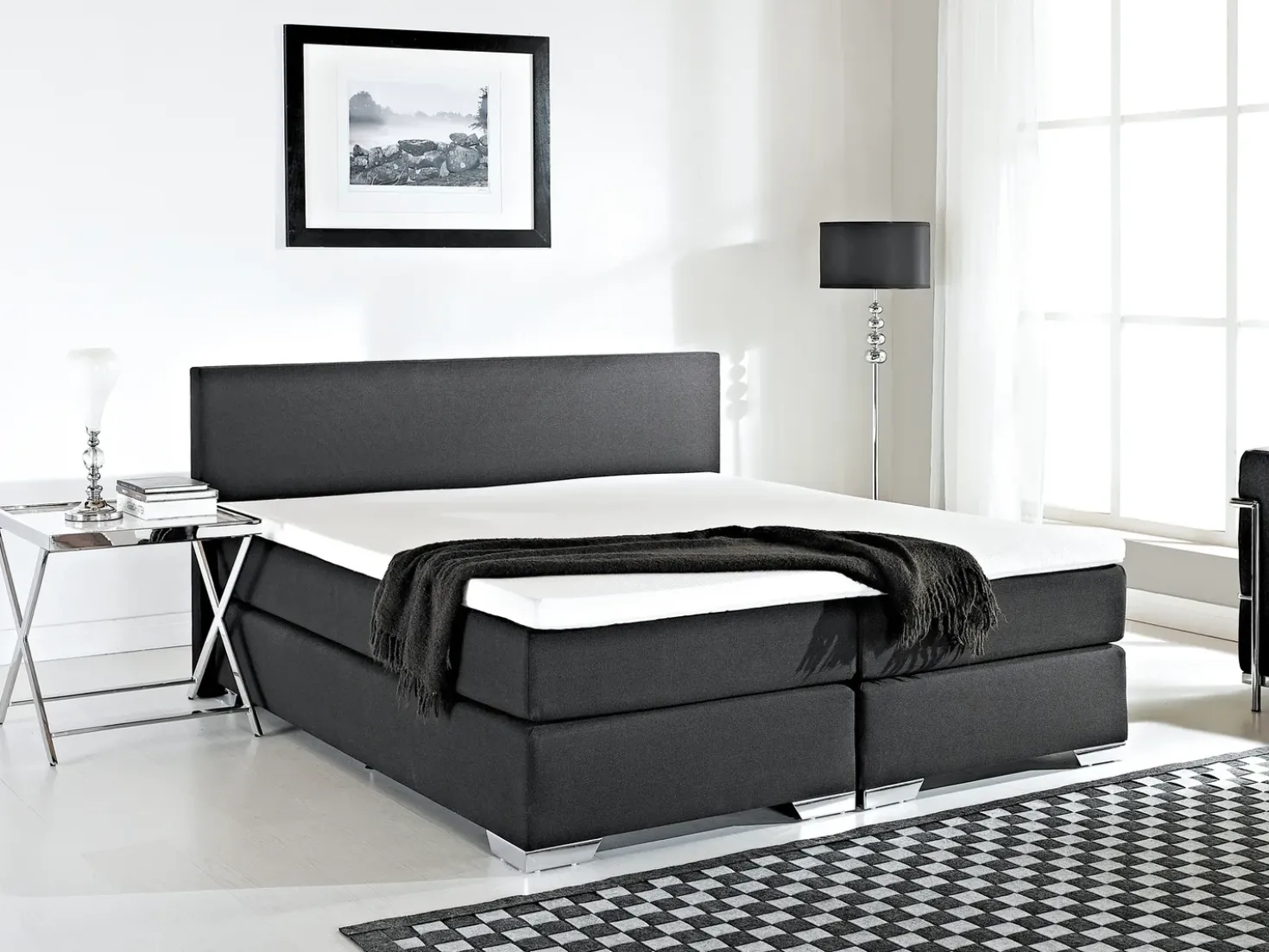 Letto Continentale Tessuto PRESIDENT 180 x 200 cm Nero