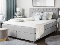 Letto Continentale Tessuto DUCHESS 180 x 200 cm Grigio chiaro