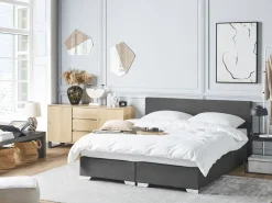 Letto Continentale Tessuto PRESIDENT 160 x 200 cm Grigio scuro