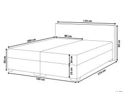 Letto Continentale Tessuto PRESIDENT 160 x 200 cm Grigio scuro