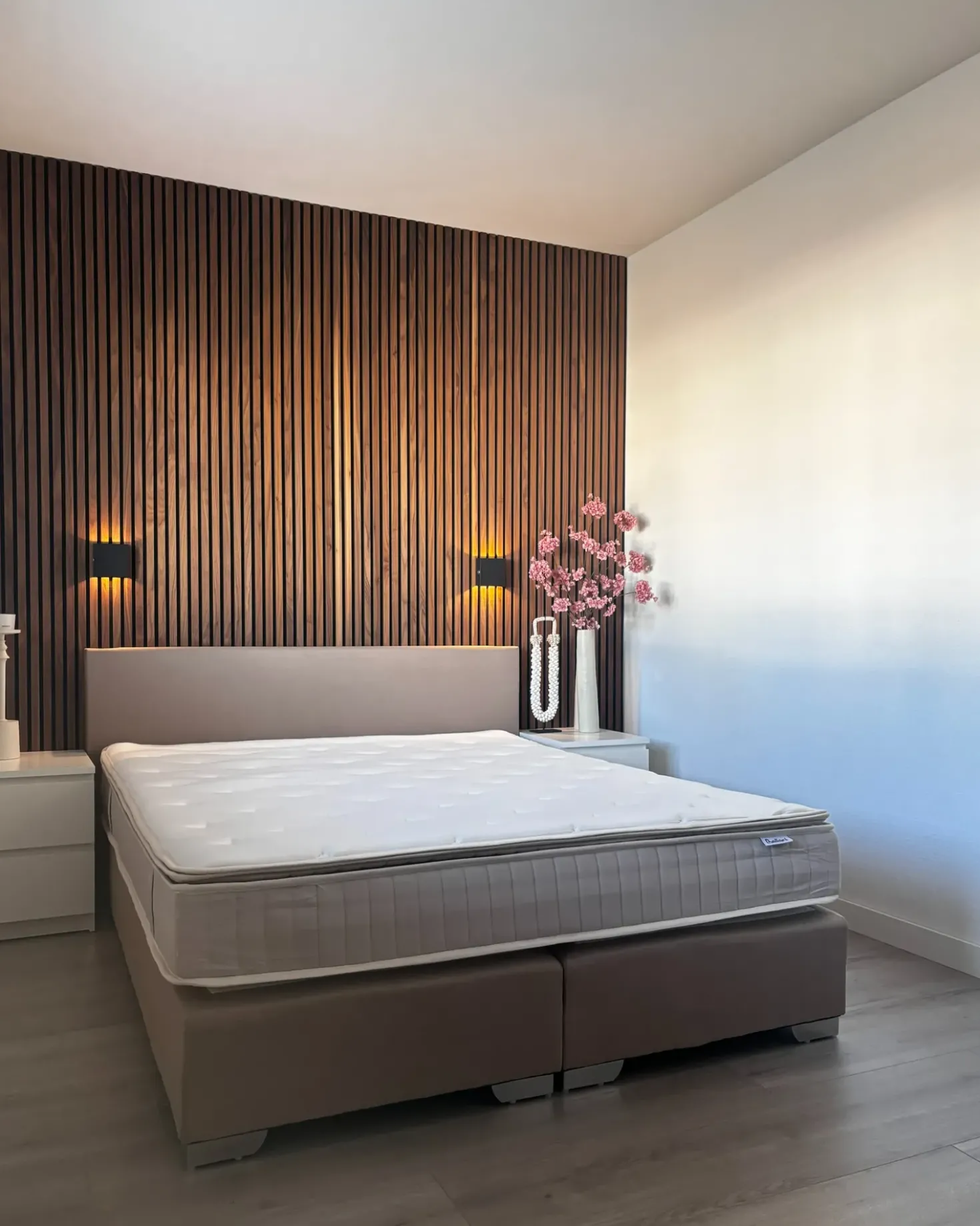 Letto Continentale Tessuto PRESIDENT 160 x 200 cm Beige