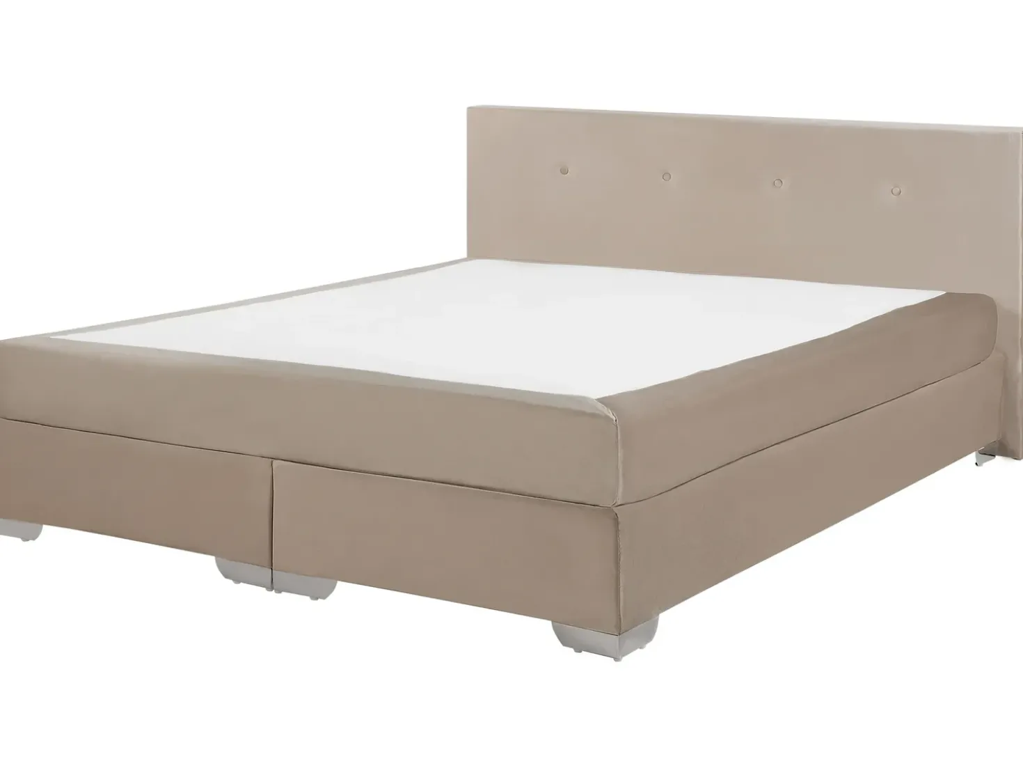 Letto Continentale Velluto CONSUL 180 x 200 cm Beige chiaro
