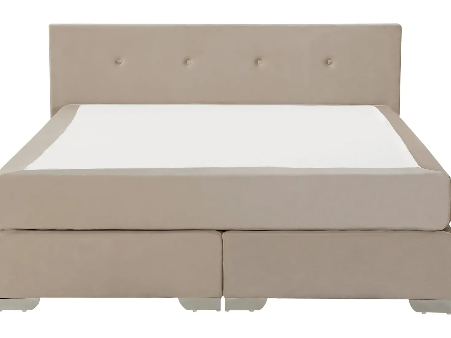 Letto Continentale Velluto CONSUL 180 x 200 cm Beige chiaro