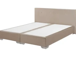 Letto Continentale Velluto CONSUL 180 x 200 cm Beige chiaro