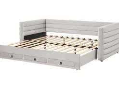 Letto da giorno con contenitore Velluto MEUDON 90 x 200 cm Grigio