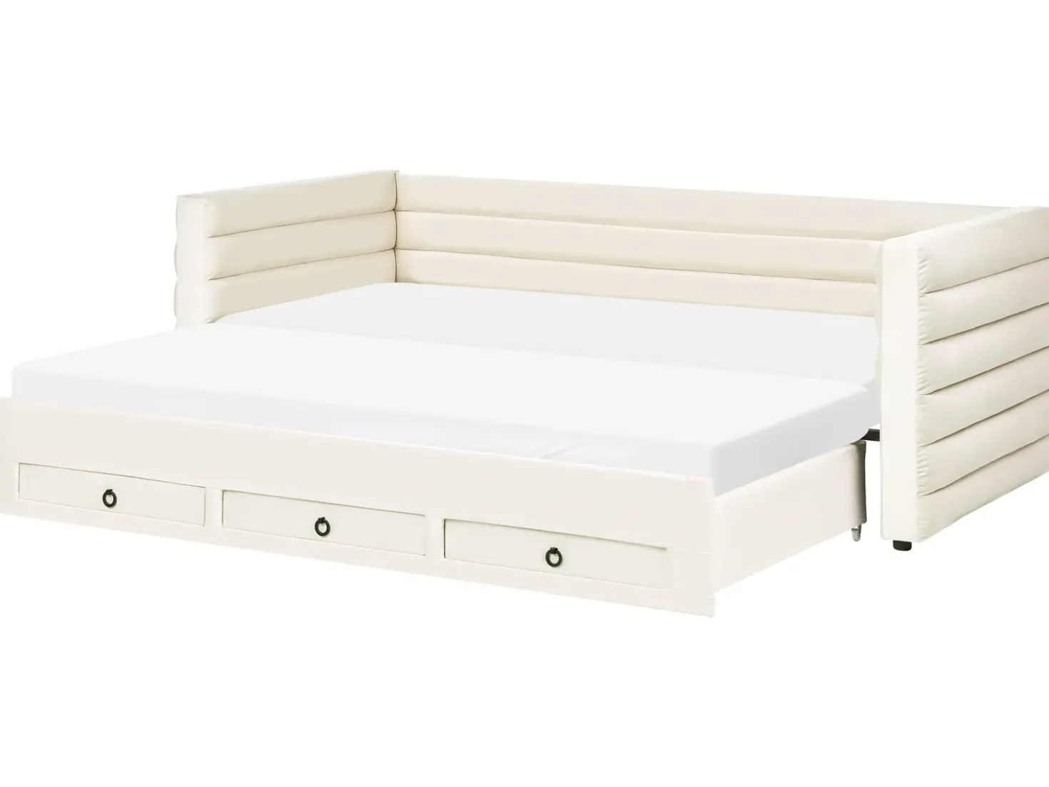 Letto da giorno con contenitore Velluto MEUDON 90 x 200 cm Bianco sporco