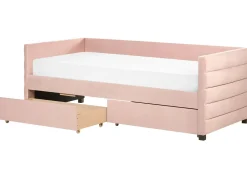 Letto da giorno con contenitore Velluto MARRAY II 90 x 200 cm Rosa pastello
