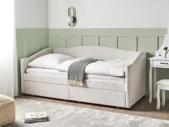 Letto da giorno con contenitore Tessuto VITTEL 90 x 200 cm Beige chiaro