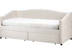 Letto da giorno con contenitore Tessuto VITTEL 90 x 200 cm Beige chiaro