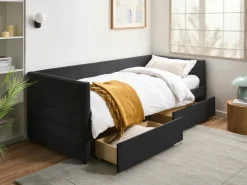 Letto da giorno con contenitore Velluto MARRAY 90 x 200 cm Nero